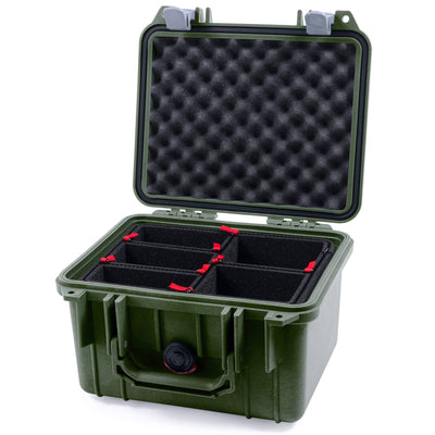 Pelican 1300 Case, OD Green with Silver Latches TrekPak Divider System with Convolute Lid Foam ColorCase 013000-0020-130-180
