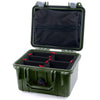 Pelican 1300 Case, OD Green with Silver Latches TrekPak Divider System with Zipper Lid Pouch ColorCase 013000-0120-130-180