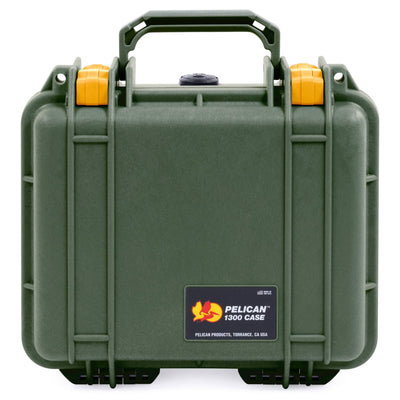 Pelican 1300 Case, OD Green with Yellow Latches ColorCase