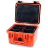 Pelican 1300 Case, Orange with Black Latches TrekPak Divider System with Zipper Lid Pouch ColorCase 013000-0120-150-110