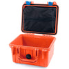 Pelican 1300 Case, Orange with Blue Latches Zipper Lid Pouch Only ColorCase 013000-0100-150-120