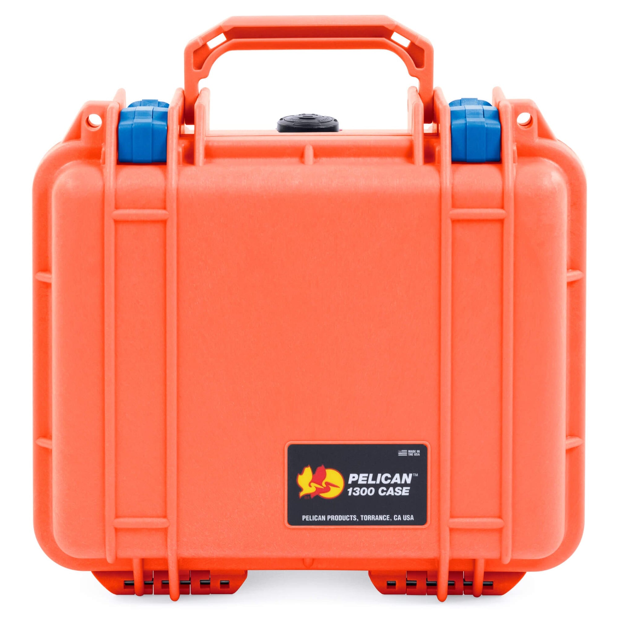 Pelican 1300 Case, Orange with Blue Latches ColorCase 