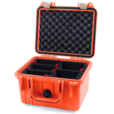 Pelican 1300 Case, Orange with Desert Tan Latches TrekPak Divider System with Convolute Lid Foam ColorCase 013000-0020-150-310