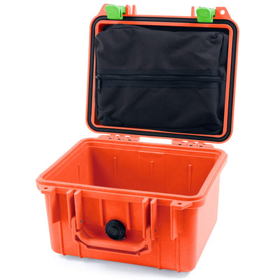Pelican 1300 Case, Orange with Lime Green Latches Zipper Lid Pouch Only ColorCase 013000-0100-150-300
