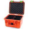 Pelican 1300 Case, Orange with Lime Green Latches TrekPak Divider System with Convolute Lid Foam ColorCase 013000-0020-150-300
