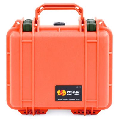 Pelican 1300 Case, Orange with OD Green Latches ColorCase