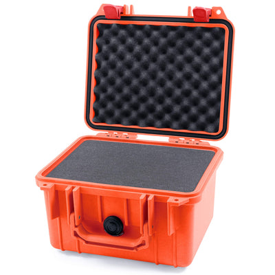 Pelican 1300 Case, Orange with Red Latches Pick & Pluck Foam with Convolute Lid Foam ColorCase 013000-0001-150-320