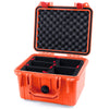 Pelican 1300 Case, Orange with Red Latches TrekPak Divider System with Convolute Lid Foam ColorCase 013000-0020-150-320