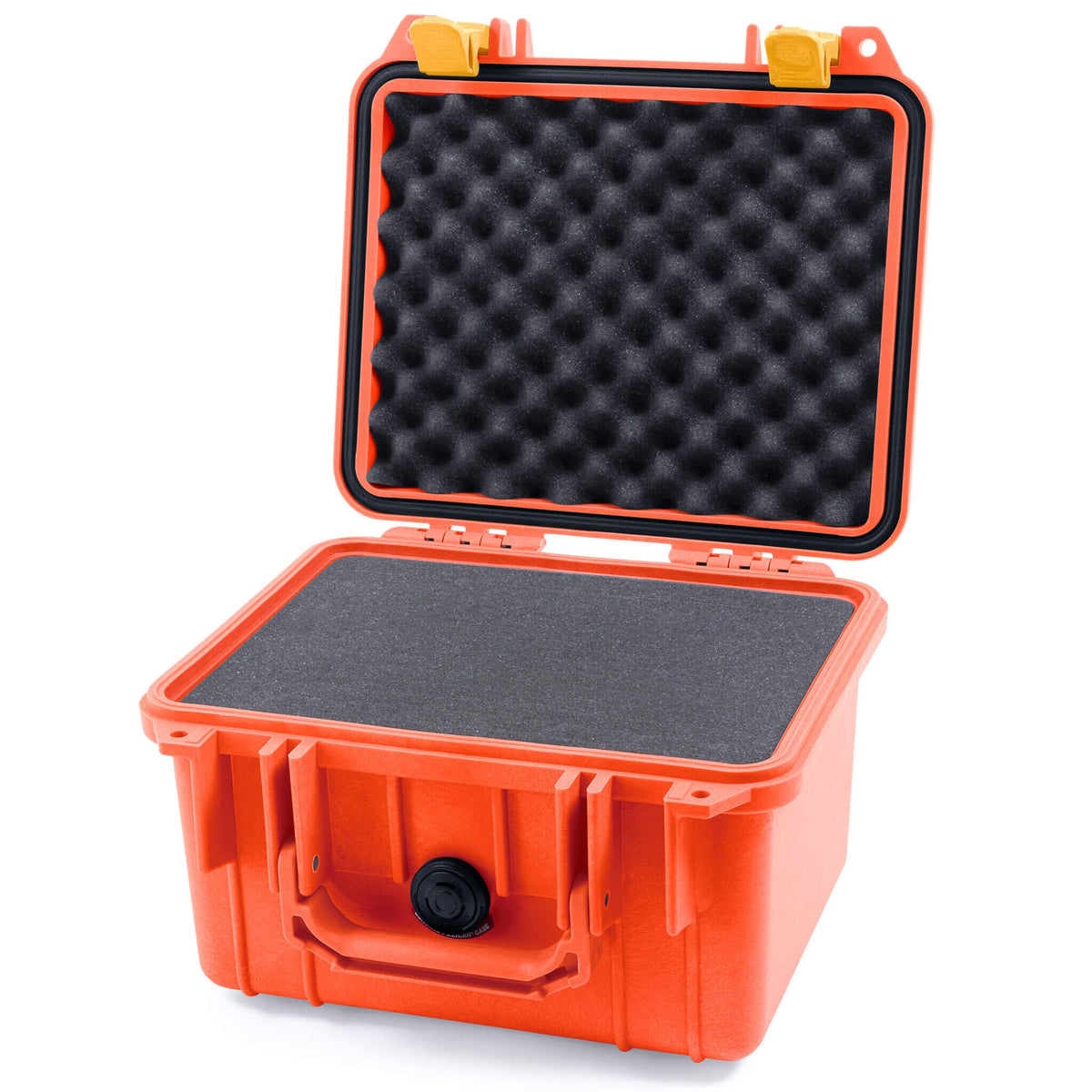 Pelican 1300 Case, Orange with Yellow Latches Pick &amp; Pluck Foam with Convolute Lid Foam ColorCase 013000-0001-150-240