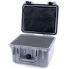 Pelican 1300 Case, Silver with Black Latches Pick & Pluck Foam with Zipper Lid Pouch ColorCase 013000-0101-180-110