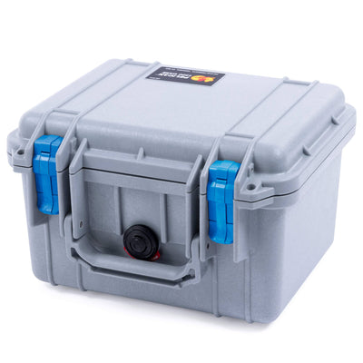 Pelican 1300 Case, Silver with Blue Latches ColorCase