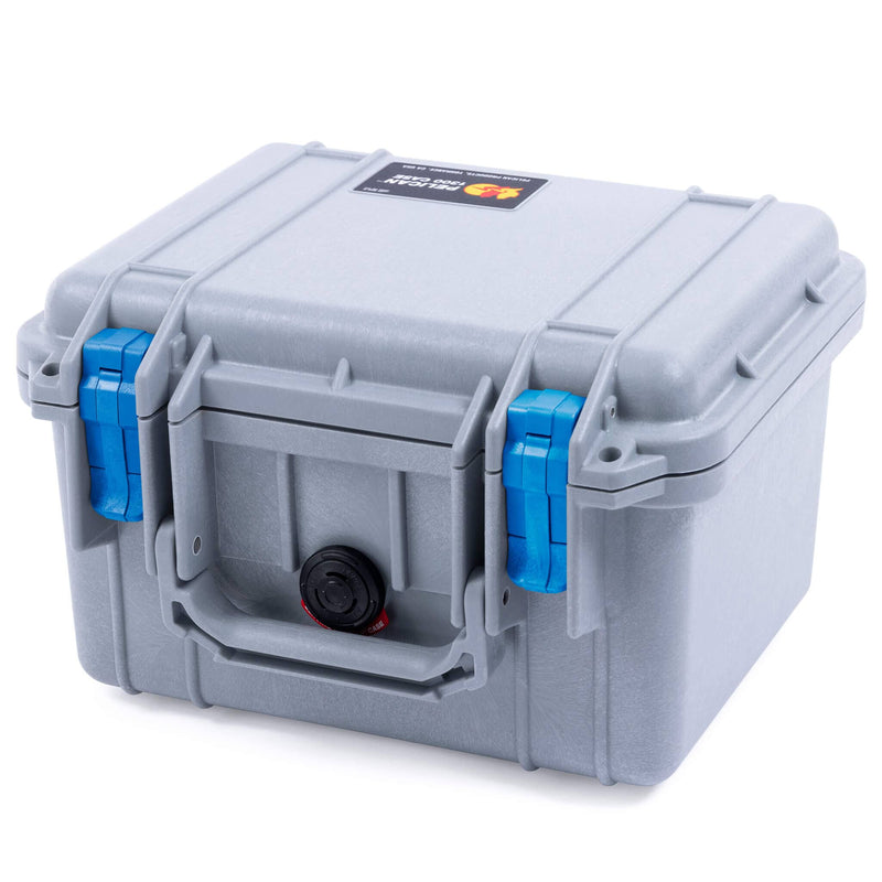 Pelican 1300 Case, Silver with Blue Latches ColorCase 