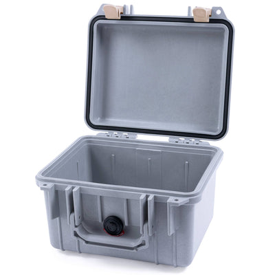 Pelican 1300 Case, Silver with Desert Tan Latches None (Case Only) ColorCase 013000-0000-180-310