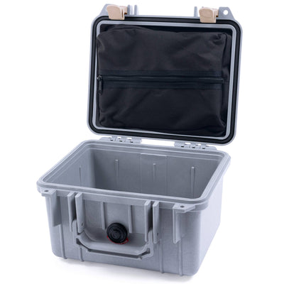 Pelican 1300 Case, Silver with Desert Tan Latches Zipper Lid Pouch Only ColorCase 013000-0100-180-310