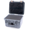Pelican 1300 Case, Silver with Desert Tan Latches Pick & Pluck Foam with Zipper Lid Pouch ColorCase 013000-0101-180-310