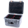 Pelican 1300 Case, Silver with Desert Tan Latches TrekPak Divider System with Zipper Lid Pouch ColorCase 013000-0120-180-310