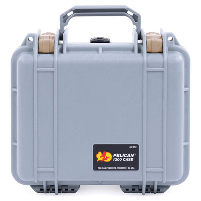 Pelican 1300 Case, Silver with Desert Tan Latches ColorCase