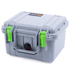 Pelican 1300 Case, Silver with Lime Green Latches ColorCase