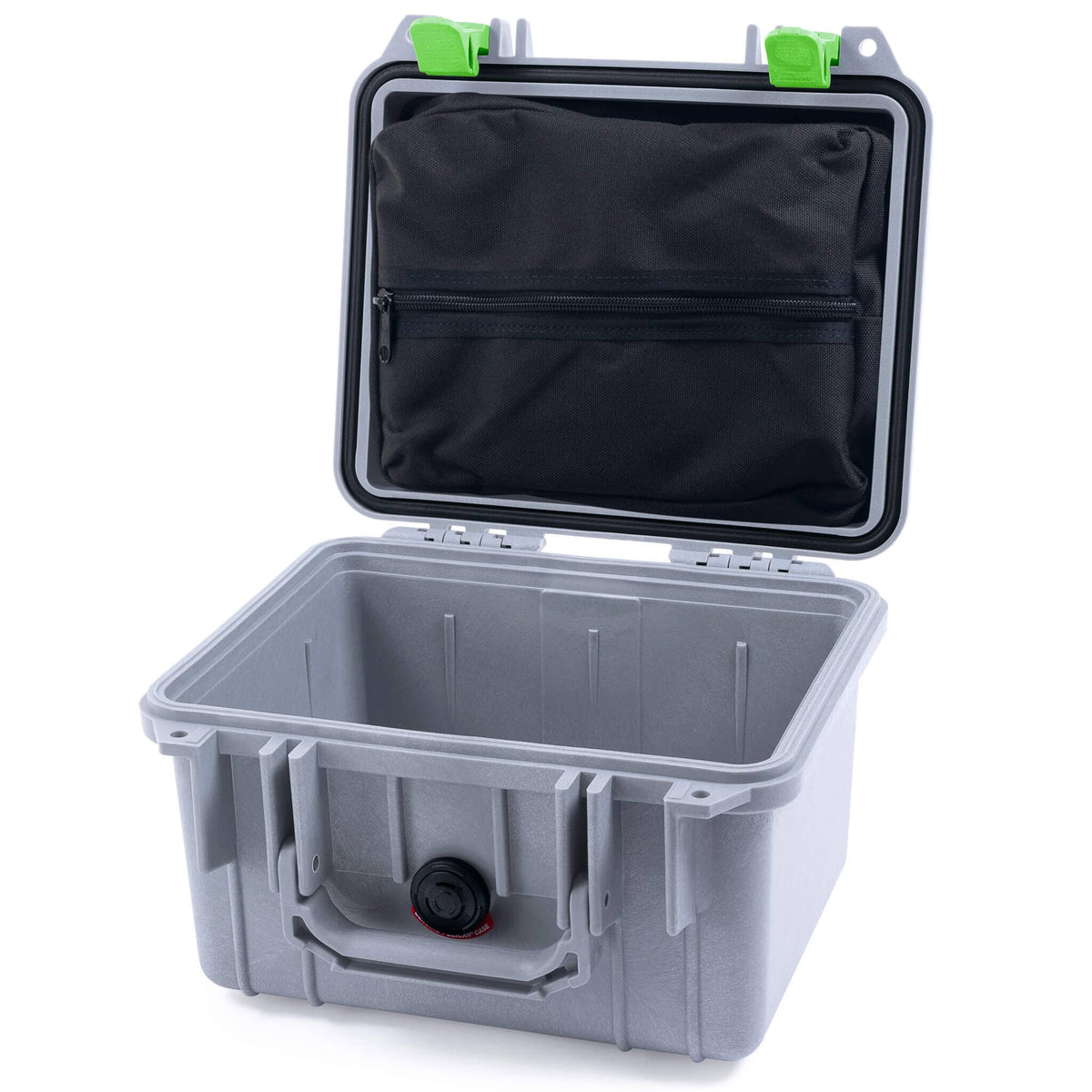Pelican 1300 Case, Silver with Lime Green Latches Zipper Lid Pouch Only ColorCase 013000-0100-180-300