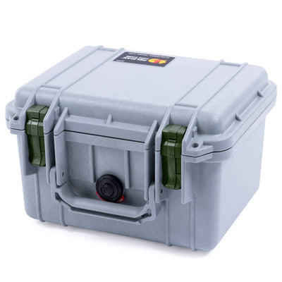 Pelican 1300 Case, Silver with OD Green Latches ColorCase