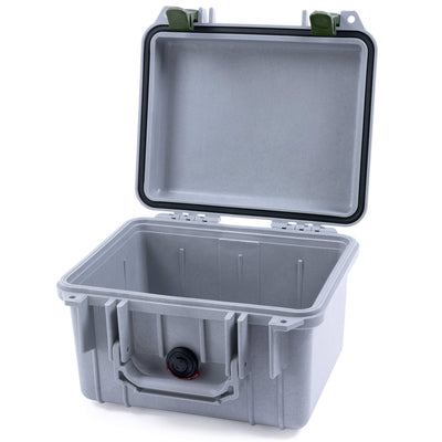 Pelican 1300 Case, Silver with OD Green Latches None (Case Only) ColorCase 013000-0000-180-130