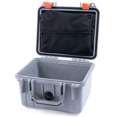 Pelican 1300 Case, Silver with Orange Latches Zipper Lid Pouch Only ColorCase 013000-0100-180-150