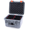 Pelican 1300 Case, Silver with Orange Latches TrekPak Divider System with Convolute Lid Foam ColorCase 013000-0020-180-150
