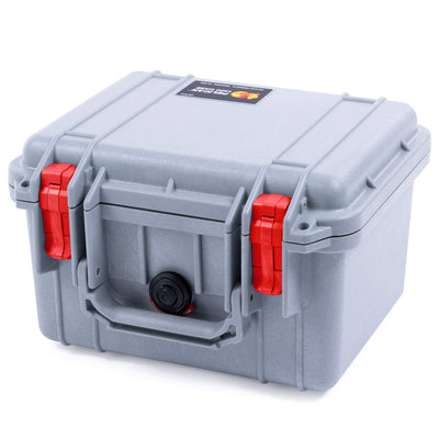 Pelican 1300 Case, Silver with Red Latches ColorCase