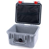 Pelican 1300 Case, Silver with Red Latches Zipper Lid Pouch Only ColorCase 013000-0100-180-320