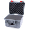 Pelican 1300 Case, Silver with Red Latches Pick & Pluck Foam with Convolute Lid Foam ColorCase 013000-0001-180-320