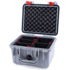 Pelican 1300 Case, Silver with Red Latches TrekPak Divider System with Convolute Lid Foam ColorCase 013000-0020-180-320