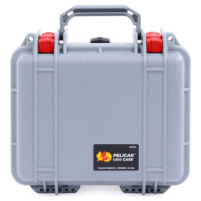 Pelican 1300 Case, Silver with Red Latches ColorCase