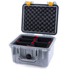 Pelican 1300 Case, Silver with Yellow Latches TrekPak Divider System with Convolute Lid Foam ColorCase 013000-0020-180-240