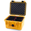 Pelican 1300 Case, Yellow with Black Latches TrekPak Divider System with Convolute Lid Foam ColorCase 013000-0020-240-110