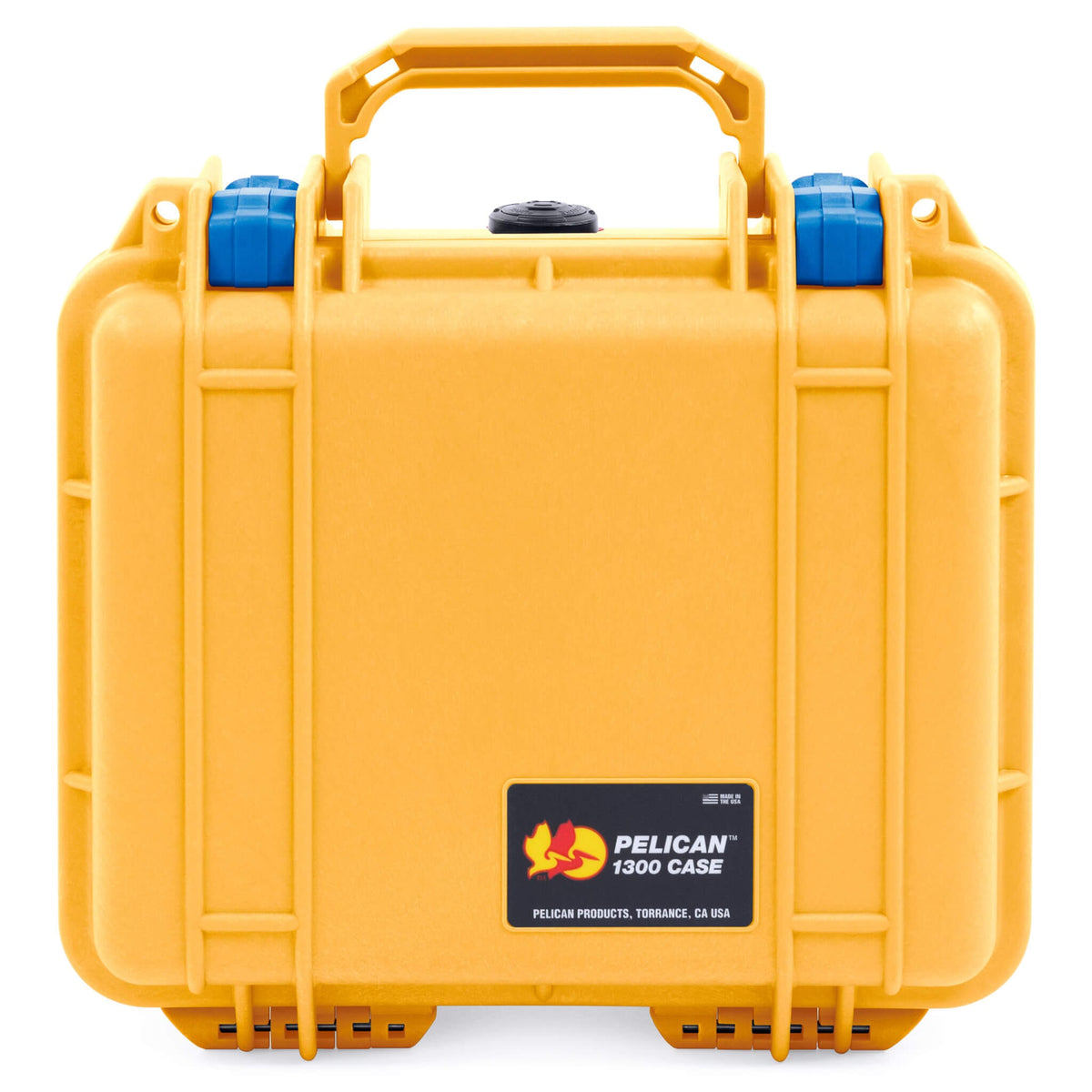 Pelican 1300 Case, Yellow with Blue Latches ColorCase 