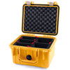 Pelican 1300 Case, Yellow with Desert Tan Latches TrekPak Divider System with Convolute Lid Foam ColorCase 013000-0020-240-310