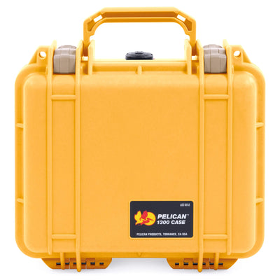 Pelican 1300 Case, Yellow with Desert Tan Latches ColorCase