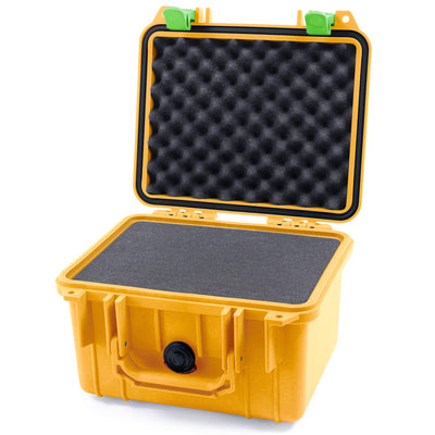 Pelican 1300 Case, Yellow with Lime Green Latches Pick & Pluck Foam with Convolute Lid Foam ColorCase 013000-0001-240-300