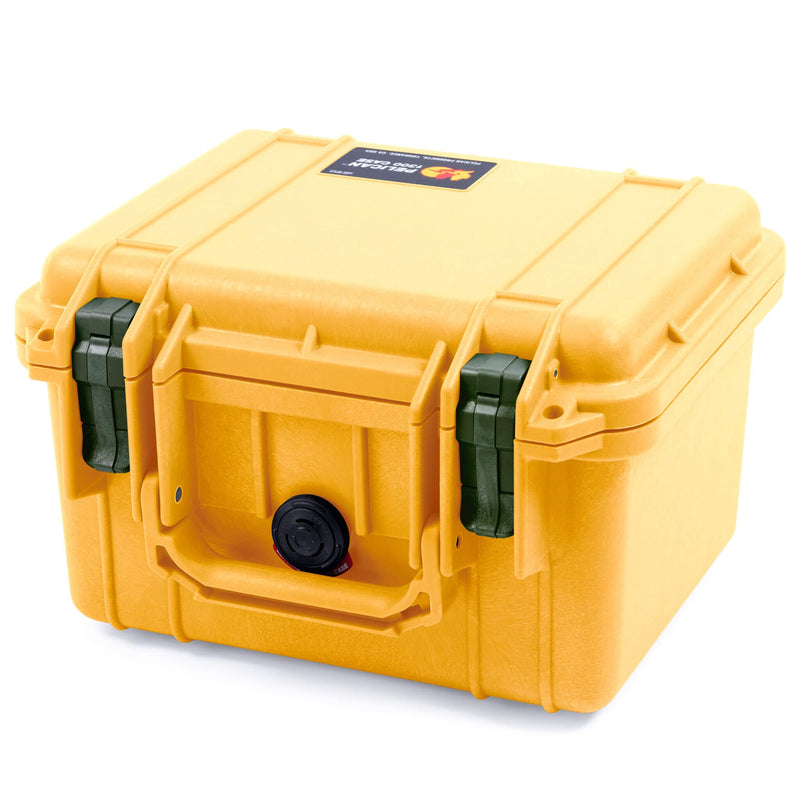 Pelican 1300 Case, Yellow with OD Green Latches ColorCase 