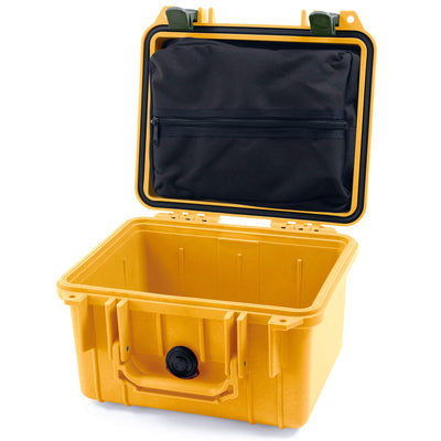 Pelican 1300 Case, Yellow with OD Green Latches Zipper Lid Pouch Only ColorCase 013000-0100-240-130
