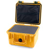 Pelican 1300 Case, Yellow with OD Green Latches Pick & Pluck Foam with Zipper Lid Pouch ColorCase 013000-0130101-240-130