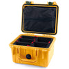 Pelican 1300 Case, Yellow with OD Green Latches TrekPak Divider System with Zipper Lid Pouch ColorCase 013000-0120-240-130