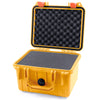 Pelican 1300 Case, Yellow with Orange Latches Pick & Pluck Foam with Convolute Lid Foam ColorCase 013000-0001-240-150