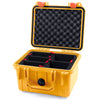 Pelican 1300 Case, Yellow with Orange Latches TrekPak Divider System with Convolute Lid Foam ColorCase 013000-0020-240-150