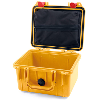 Pelican 1300 Case, Yellow with Red Latches Zipper Lid Pouch Only ColorCase 013000-0100-240-320