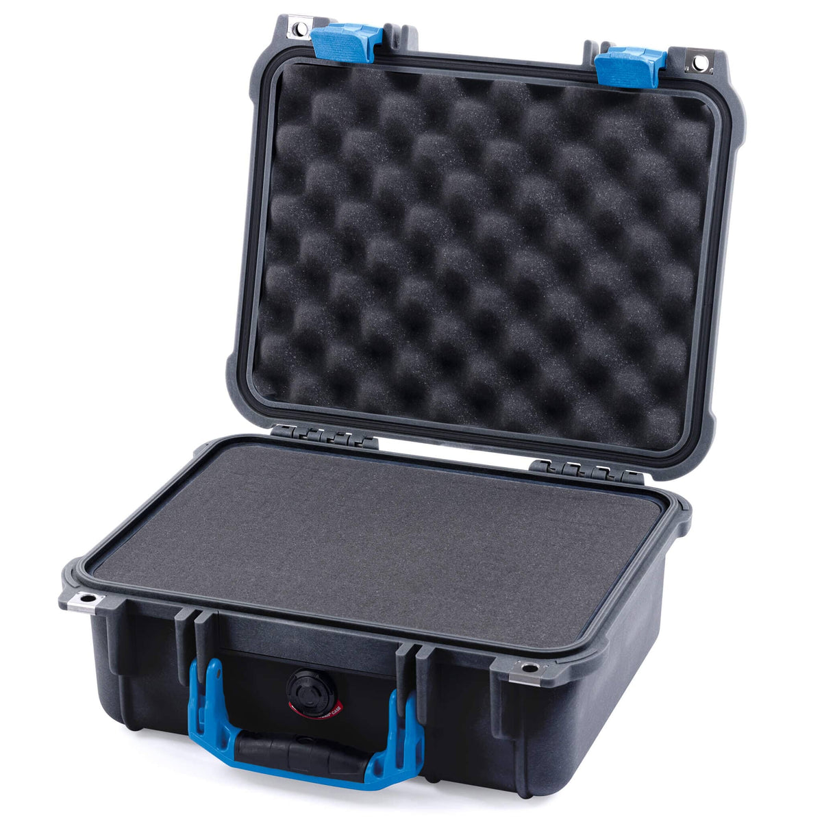 Pelican 1400 Case, Black with Blue Handle &amp; Latches Pick &amp; Pluck Foam with Convolute Lid Foam ColorCase 014000-0001-110-120
