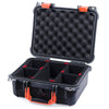 Pelican 1400 Case, Black with Orange Handle & Latches TrekPak Divider System with Convolute Lid Foam ColorCase 014000-0020-110-150