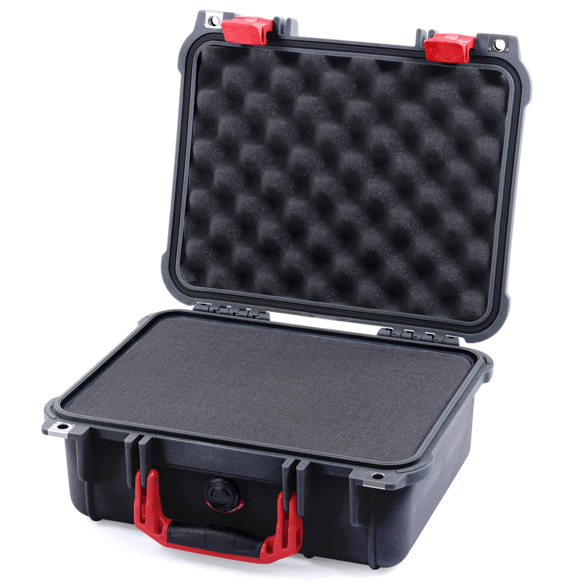 Pelican 1400 Case, Black with Red Handle &amp; Latches Pick &amp; Pluck Foam with Convolute Lid Foam ColorCase 014000-0001-110-320