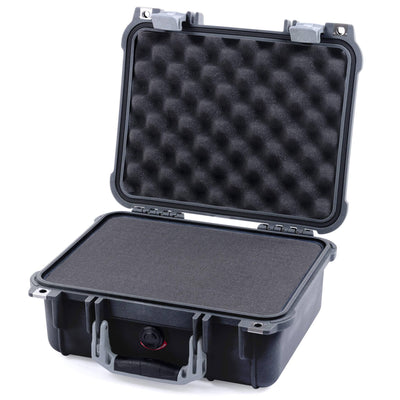 Pelican 1400 Case, Black with Silver Handle & Latches Pick & Pluck Foam with Convolute Lid Foam ColorCase 014000-0001-110-180