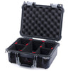 Pelican 1400 Case, Black with Silver Handle & Latches TrekPak Divider System with Convolute Lid Foam ColorCase 014000-0020-110-180